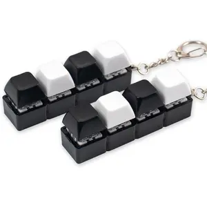 2 Pcs Keyboard Clicker Fidget Toy -Black White Loud Keyboard Fidget Toy for Adult, 4 Keys Anxiety Toy Keyboard Keychain for Stress Relief Pass Time
