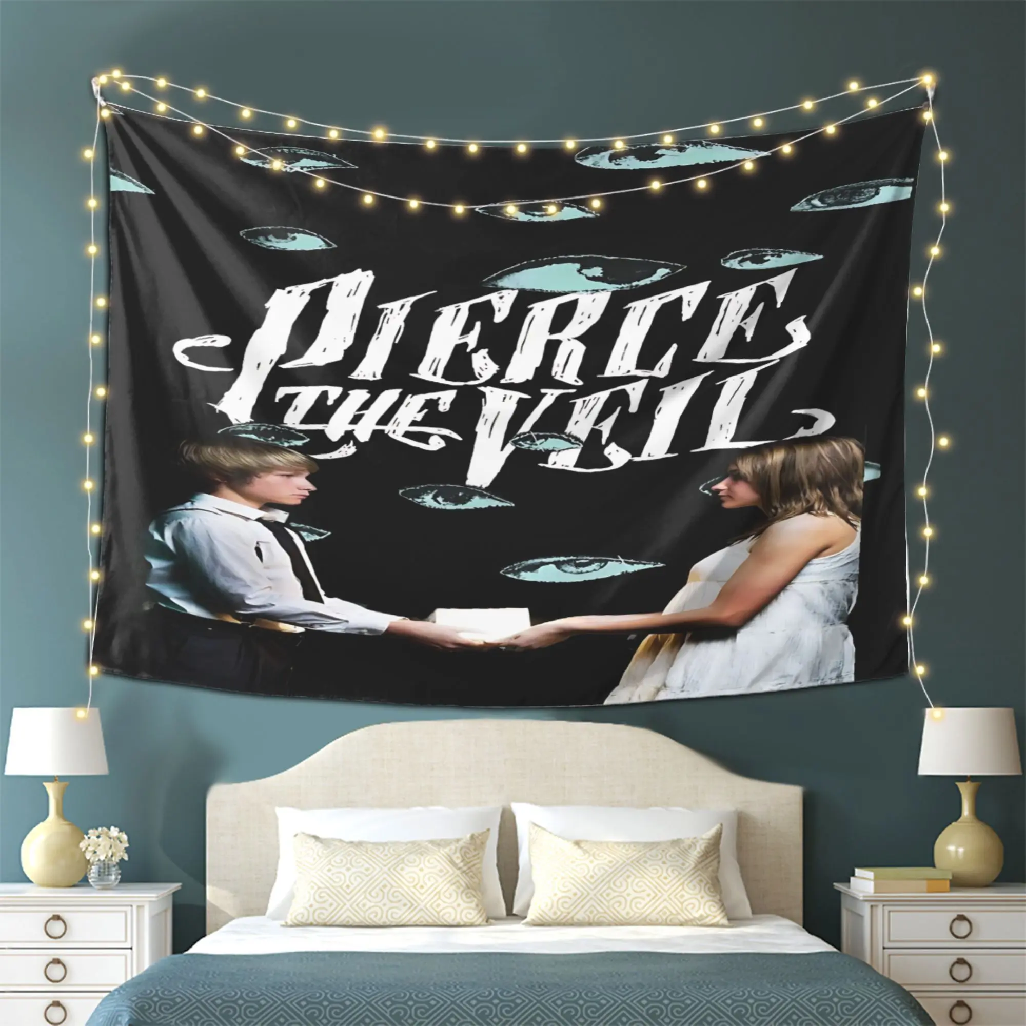 Pier The Veil Band Tapestry Wall Hanging - Decorative Lightweight Digital Print Banner, Emo Rock Photography Backdrop, Polyester Home Decor for Bedroom, Studio (Multi-Size)