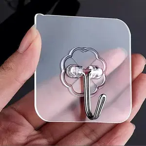 No Drill Clear Wall Hooks, Pack of 10, Heavy Duty Adhesive Hooks for Home Decor