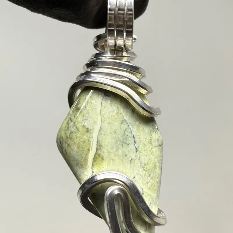 Serpentine Sterling Silver PENDANT Unique Artisan Crafted Design 925 Ag