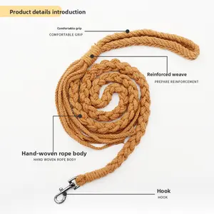 Pure Handmade Braided Four Strand Braid With Tassel Traction Rope, Pet Supplies, Anti Slip And Wear-Resistant Dog Walking Rope