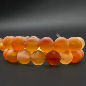 Natural Matte Orange Agate Gemstone Frosted Round Loose Beads For Jewelry Making Design DIY Unpolished Handmade Crafts Bracelet, Necklace, Earrings AAA Quality 15.5 Inches Long, Semi Precious Stone