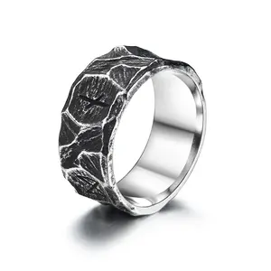 GTHIC Viking Band Nordic Runes Amulet For Men Ring Stainless Steel