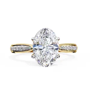 Channel Set Oval Diamond Solitaire ring