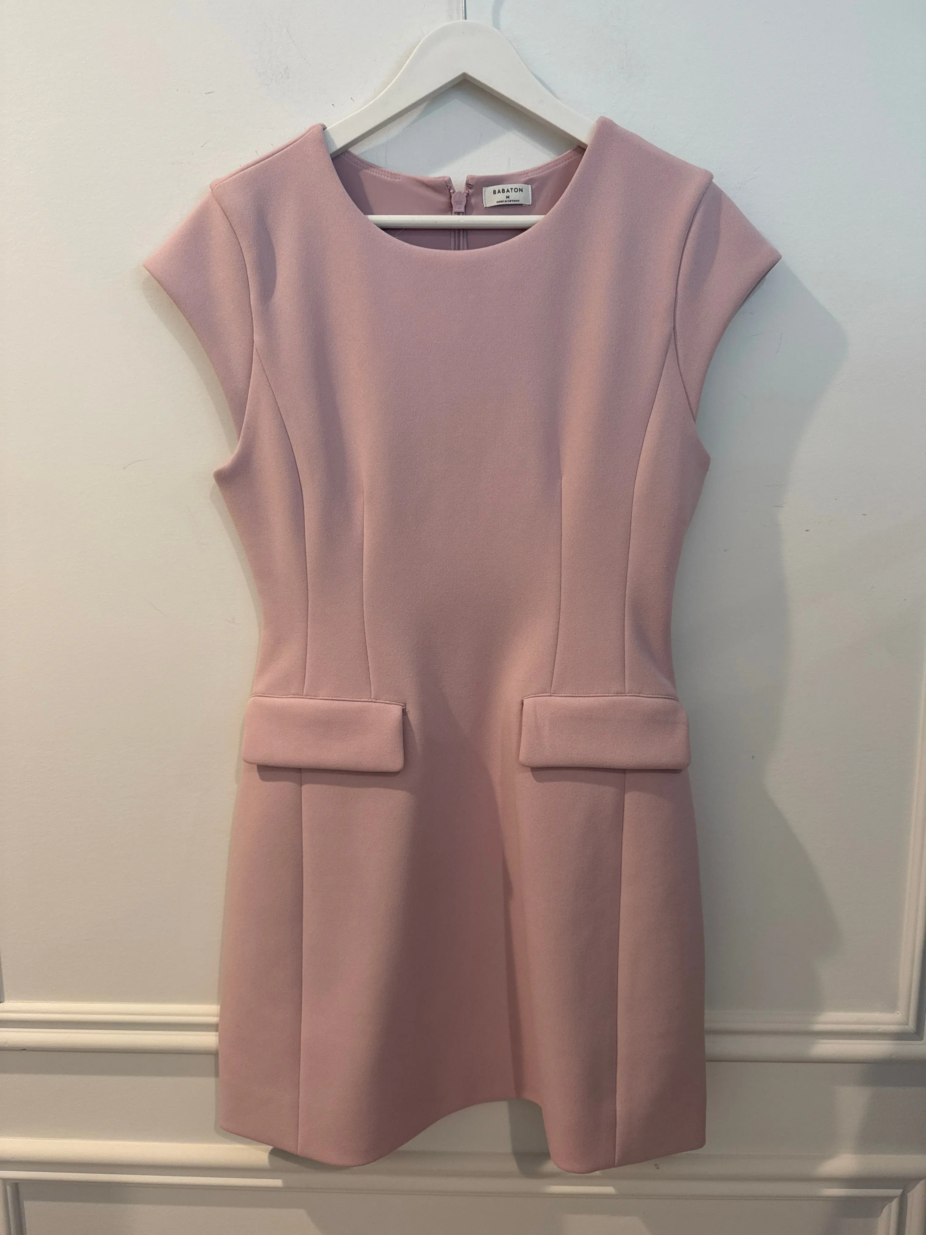 Babaton Figureknit Priestly Dress, Light Pink, Size Medium