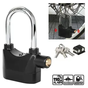 Outdoor Stainless Steel Door Alarm Lock with 3 Keys, High Security Stainless Steel Anti Theft Lockable Bike Lock, Garage Shed Fence Storage Unit