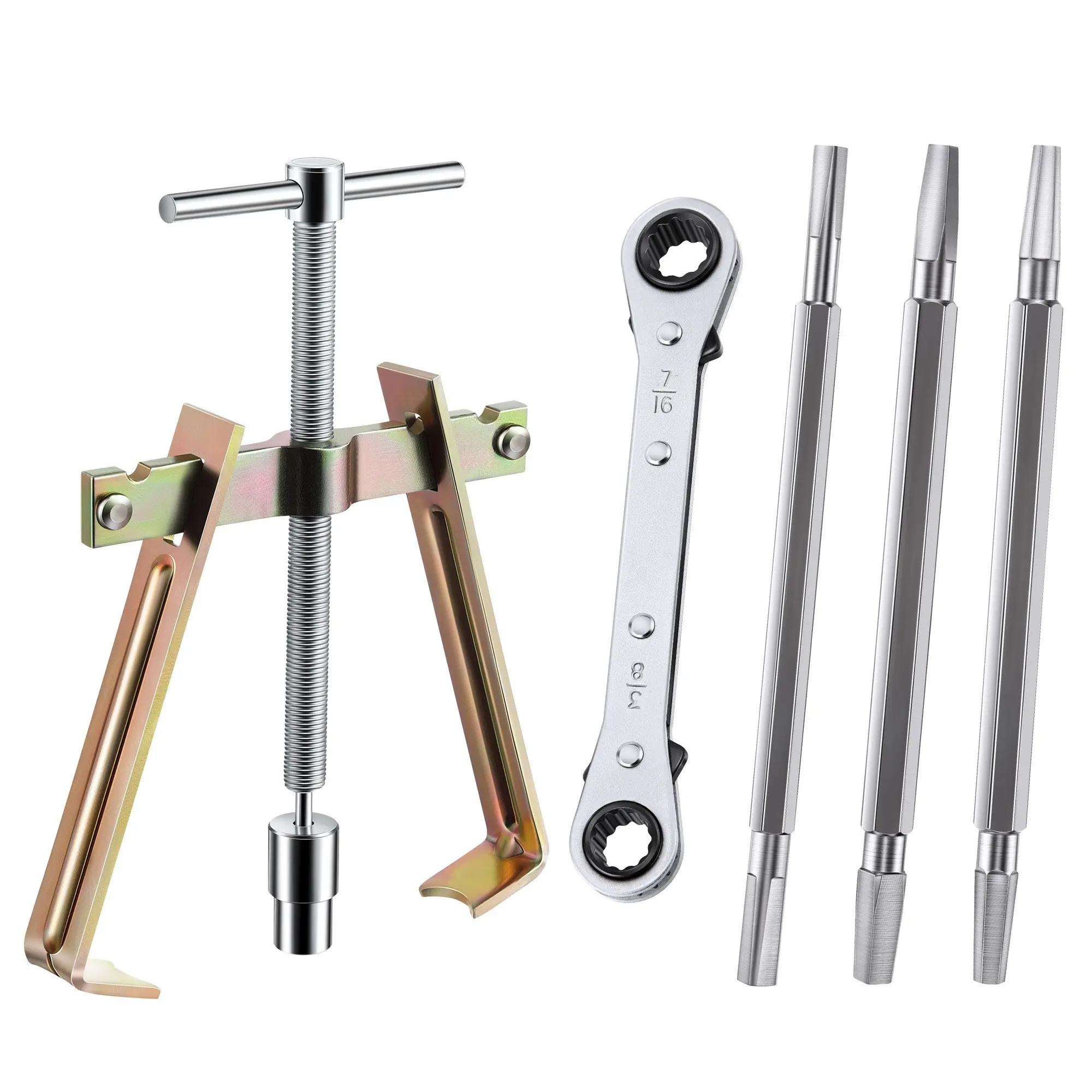 Faucet Handle Puller and 4-Piece Metal Seat Removal Tool Set