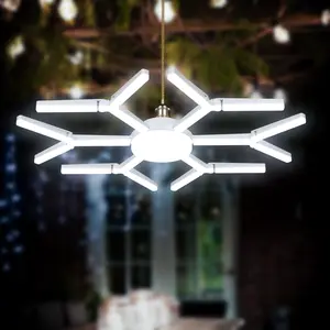 HYPERLITE 120W Bright LED Garage Light with Foldable Snowflake Panels 360 Degree Wide Lighting Easy Screw In Installation Energy Saving Durable Adjustable Angle High Lumen Output for Garage Basement Workshop Warehouse and Dealsforyoudays