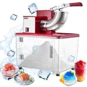 VEVOR Commercial Ice Crusher 661LBS/H, 350W Electric Snow Cone Machine with 4 Blades, 2000RPM Stainless Steel Shaved Ice Machine with 11 Gal Crushed-Ice Box, for Family Restaurants Bars, Red