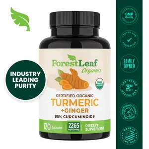 ForestLeaf Extra Strength Organic Turmeric Supplement 2265mg - with BioPerine and Ginger for High Absorption -Turmeric Curcumin with Black Pepper Extract - 95% Curcuminoids - Herbal Joint Support (120 Capsules) Healthcare Edible