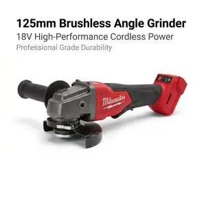 Milwaukee Cordless 125mm Grinder, Includes Heavy-Duty Wall Mount Tool Holder