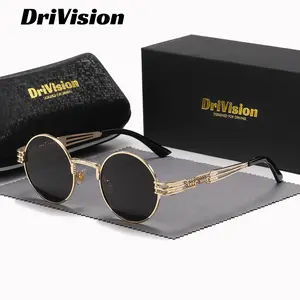 Drivision Unisex Fashion Full Frame Superior Craftsmanship Polarized Sunglasses Outdoor Activities Round Sunglasses refined functional sunglasses UV400