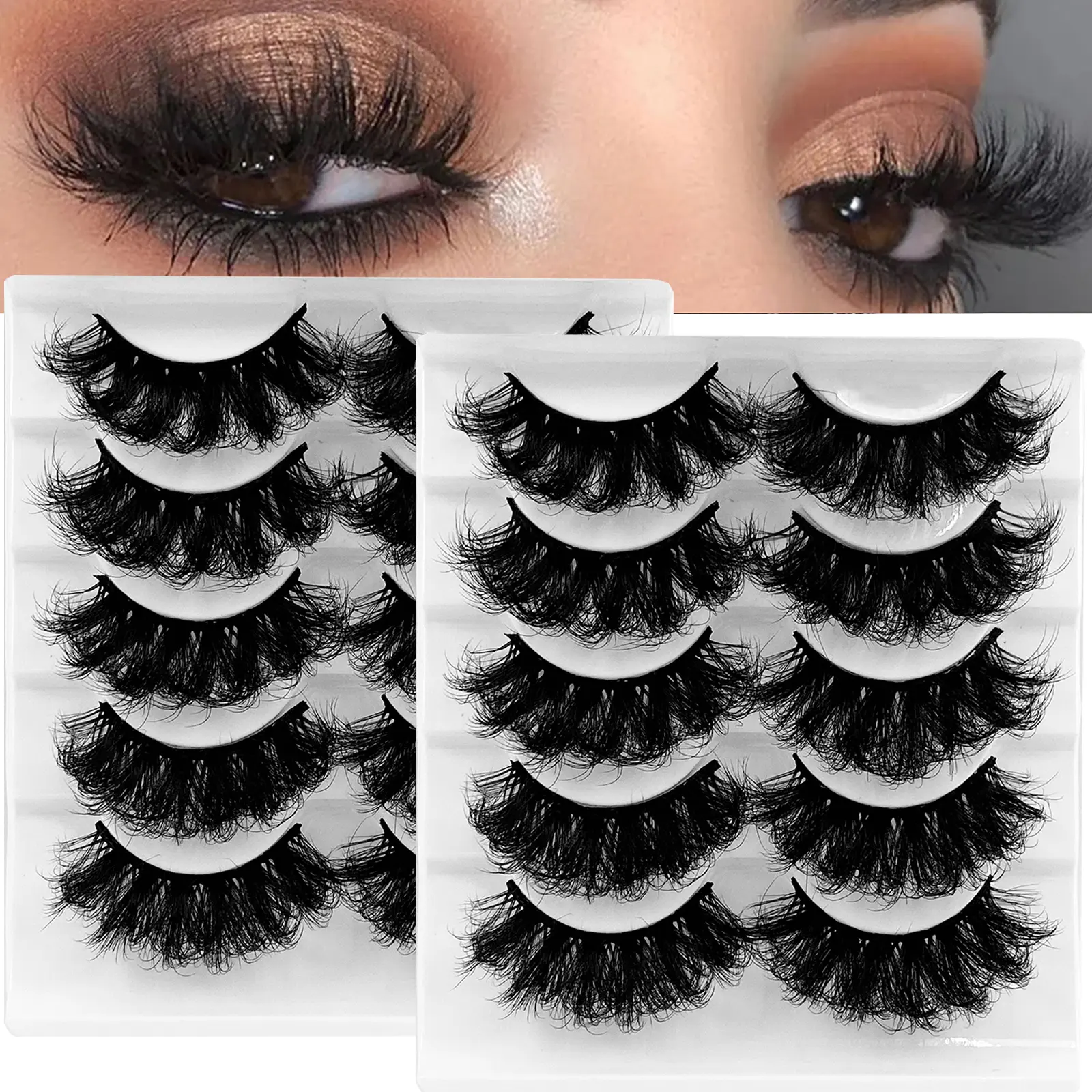 10 Pairs/2 Pack Eyelashes, Long-Lasting Fluffy False Eyelashes, Dramatic Volume Extensions, Thick & Long Fake Lashes for Women, Synthetic, Diy Eyelash Extensions, False Eyelash Set, Falsies Eyelashes, Fancy Lashes