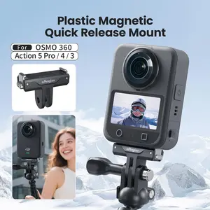 Magnetic Quick Release Mount for DJI Osmo 360/Action 5pro/4/3, Stainless Steel Bracket Expansion with 2 Prong Adapter for DJI Osmo Action 5 pro/360/Action 4/3 Accessories