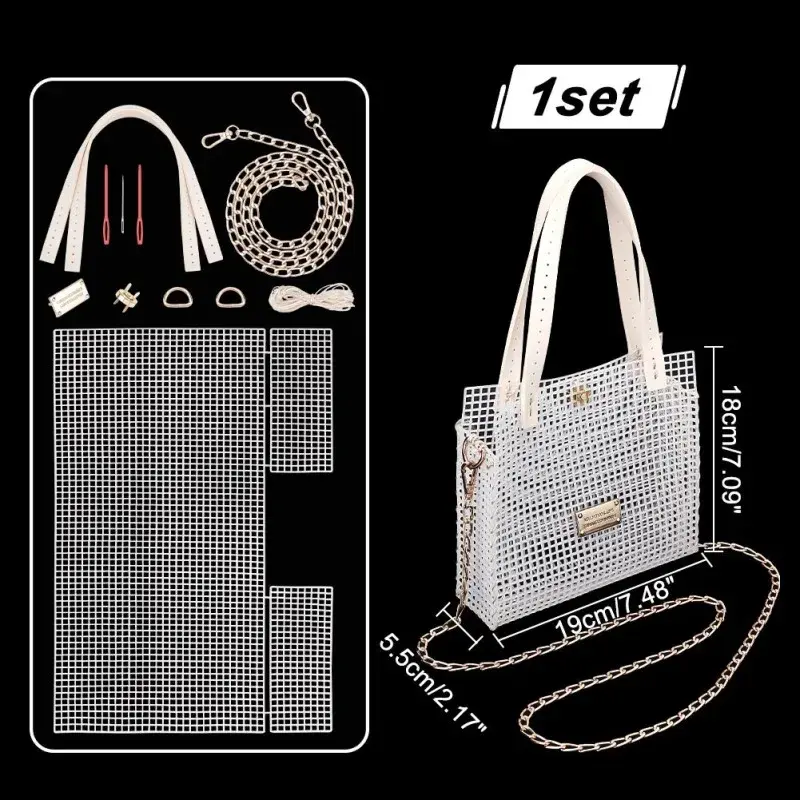 DIY Knitting Crochet Handbags Kit Mesh Plastic Canvas Kit for Shoulder Bags DIY Knitting Crochet Crossbag Materials Handmade NONE