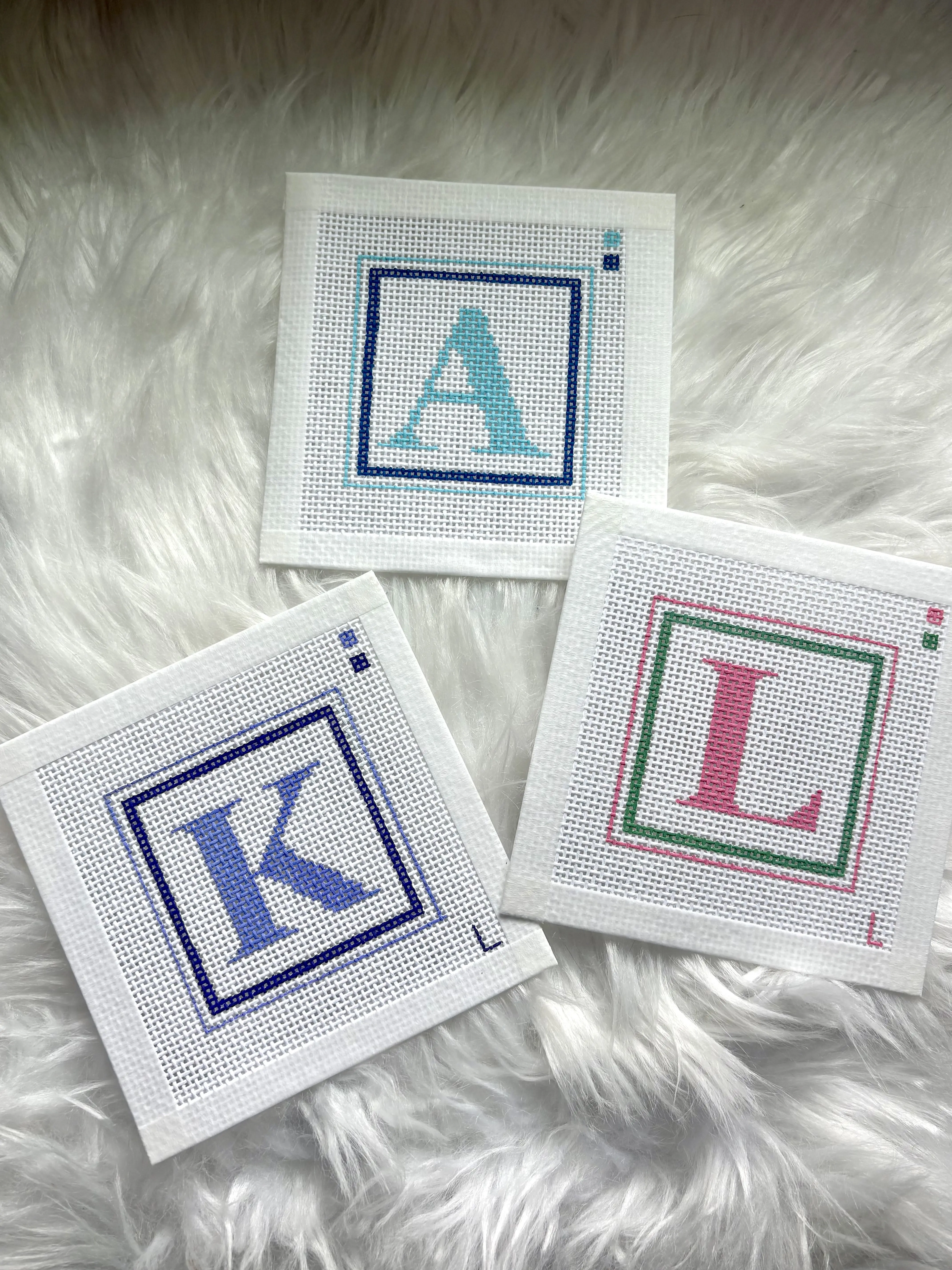 Personalized Hand Painted Initial Needlepoint Canvas, 13 Mesh, 3x3 Inch, Perfect for Beginners