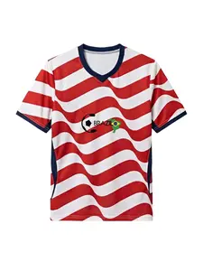 Tailored specifically for urban street style, this vintage-inspired V-neck mesh top features a wavy pattern in red and white stripes. Adorned with a minimalist map motif, it effortlessly elevates the fashion quotient of your everyday casual wardrobe.