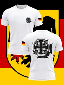 Men's German Honor Legacy T-Shirt, 100% Cotton Casual Vintage Graphic Tee, Fitted Short Sleeve Top Without Collar & Button