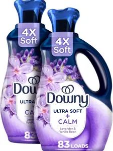 Downy Ultra Soft Fabric Softener Liquid, Calm, Lavender and Vanilla Bean, 56 fl oz, 83 Loads, Downy Fabric Softener, Laundry- Pack of 2 laundry detergent