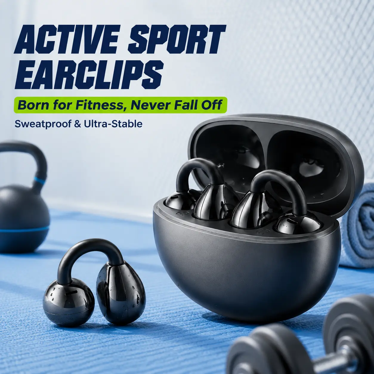 Wireless Clip On Headphones, Open Ear Bluetooth 5.4 Earbuds with Mic, Waterproof Sports Ear Clips for Workout, Running, Daily Commute Android Audio