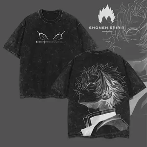Sanemi Shinazugawa - Demon Slayer Anime Double Printed Vintage Washed Unisex Oversize Anime Manga Washed Heavyweight Cotton T-shirt, gifts For Anime Fan, Anime Lover vintage t-shirt casual menswear style top