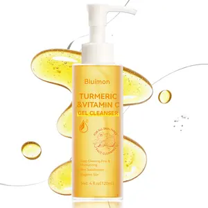 Turmeric & Vitamin C Gel Cleanser for Glowing Skin - Natural Anti Aging Exfoliating Facial Wash for All Skin Types - Deep Cleansing & Firming Pores - 4 f|oz