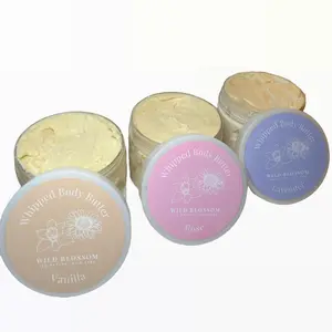 Wild Blossom Skin Care Whipped Body Butter 8 oz Natural Lotion with Shea Butter Jojoba Oil Arrowroot Vitamin E & Essential Oils for All Skin Types