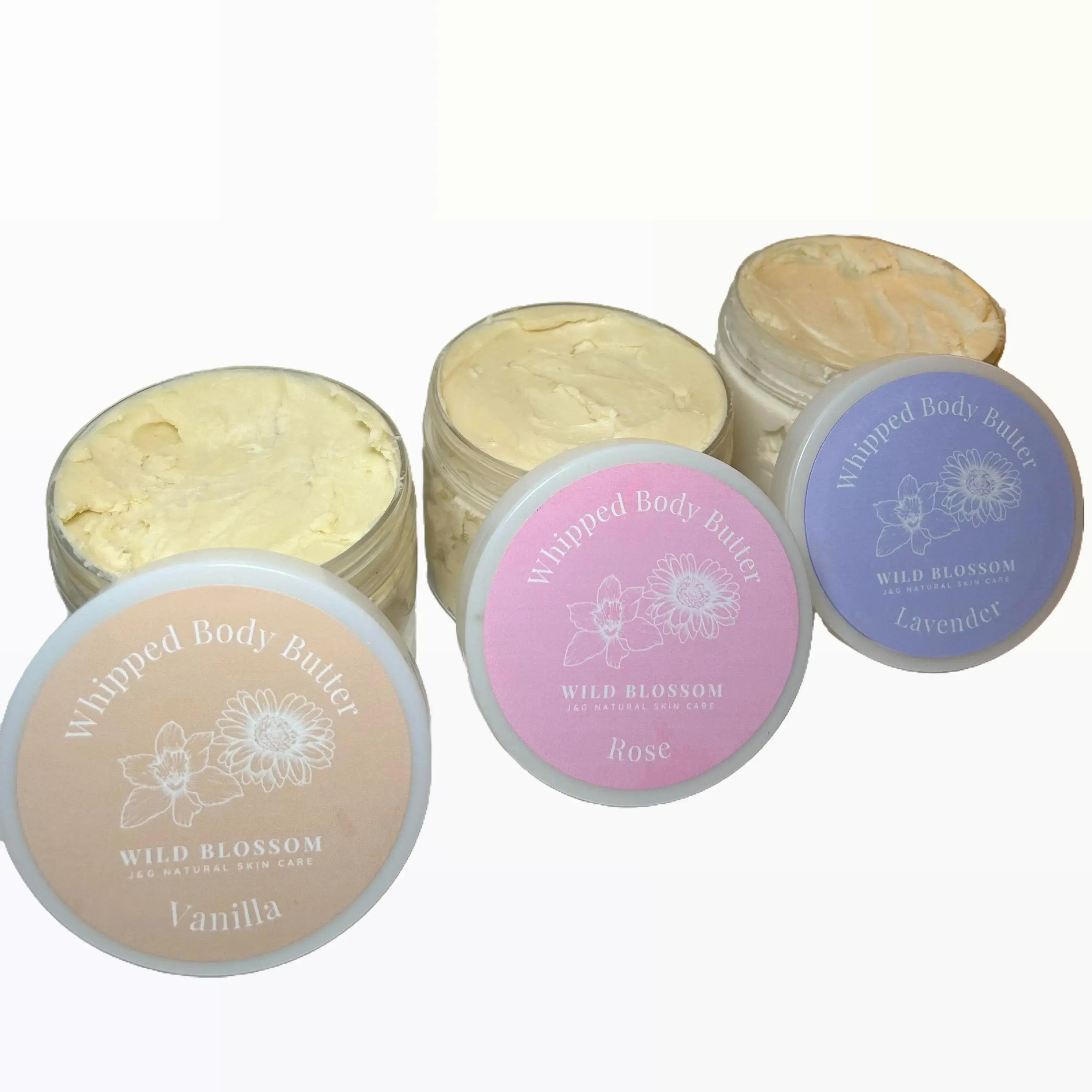 Wild Blossom Skin Care Whipped Body Butter 8 oz Natural Lotion with Shea Butter Jojoba Oil Arrowroot Vitamin E & Essential Oils for All Skin Types