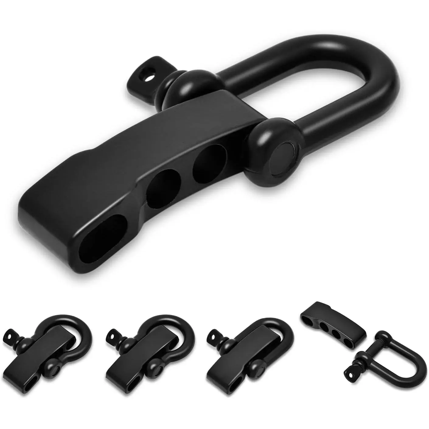 4pcs M5 Zinc Alloy Paracord Bracelet Shackle Buckles - 3 Hole Adjustable Screw Pin Bow Anchor, D-Ring Clasp Fasteners, 1-Hand Open, 27x4.8mm, 220kg Load, Tactical Lightweight Unisex for Camping, Outdoor Sports, One-Hand Open, 3 Hole Adjustable Extender