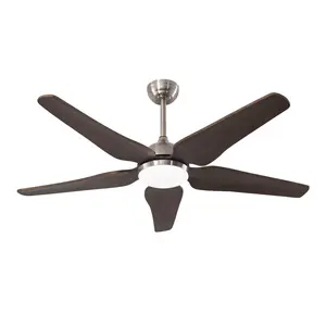 NookNova 52 Inch Nickel Ceiling Fan with LED Light, 6 Speed Reversible Quiet DC Motor Remote Control Indoor Outdoor Ceiling Fan for Porch Garage Shop Home