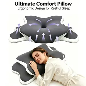 1PC Cervical Neck Pillow for Neck and Shoulder Pain Relief, Memory Foam Pillow, Ergonomic Contour Side Sleeper Pillows, Soft Cooling Orthopedic Pillow for Side Back Stomach Sleepers