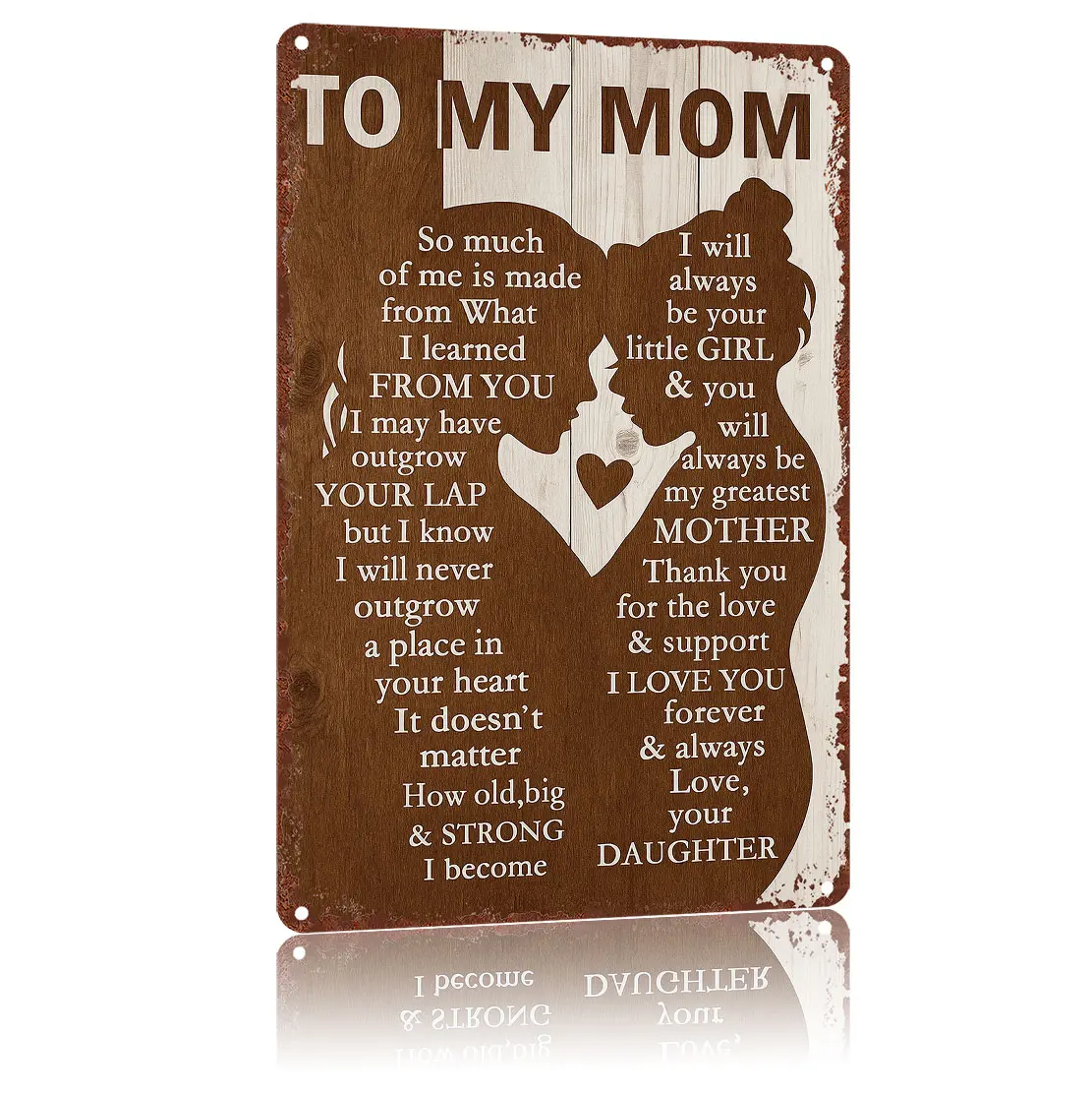 8x12in Rectangle Aluminium Metal Sign, "To My Mom - From Your Daughter" Wall Decor, High-Definition Print Tin Poster, Outdoor-Ready Rustresist Finish Weatherproof Durable Garden Display, Mother's Day Home Gift