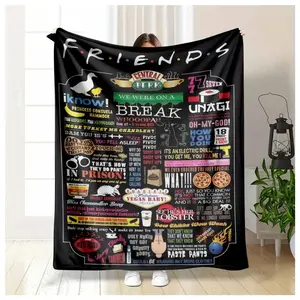 Friends Inspired Flannel Blanket Central Perk Quotes Print Soft Cozy Throw with Colorful Iconic Design Perfect for Sofa Bed Office Living Room TV Watching Gift Home Decor Suitable as a gift sizes 60*80,30*40 ,40*50 50*60