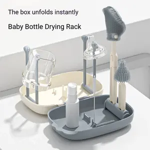 9‑in‑1 Portable Baby Bottle Brush Set | Silicone Cleaning Kit with Drying Rack & Waterproof Storage Bag, BPA‑Free for Newborn