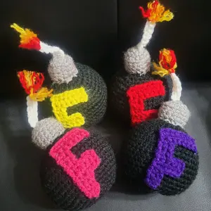 Crochet F Bomb Desk Buddies - 4 Pack of Fun & Unique Desk Accessories Customize Color of F for Personalized Workspace Decor