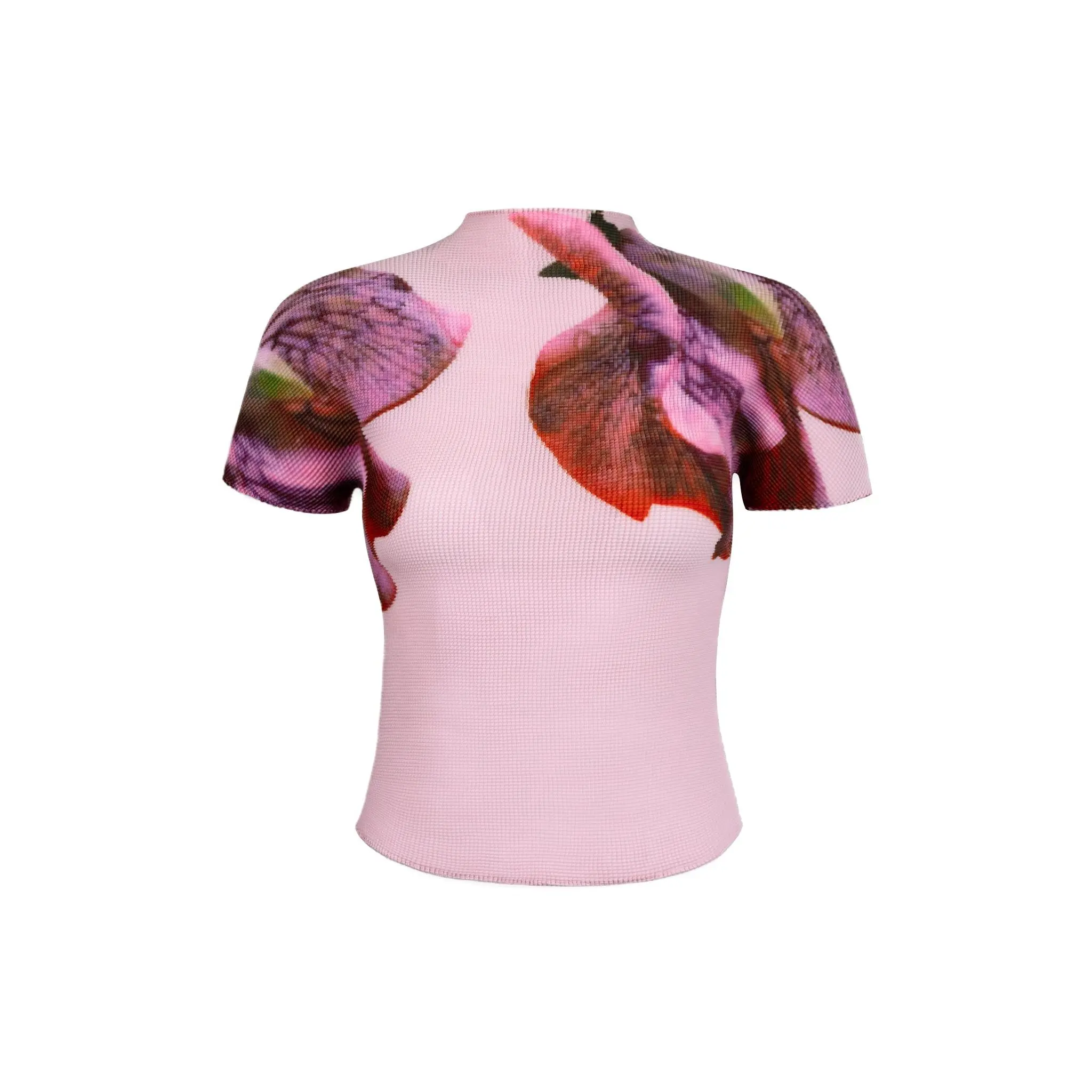 Agata Coral Print 3D Honeycomb Texture Top