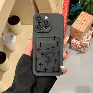 Two-Piece Set Self-Adhesive Card Holder Phone Case, Shockproof Full Coverage Tpu Protector for iPhone Models, Ideal Gift for Women & Teens