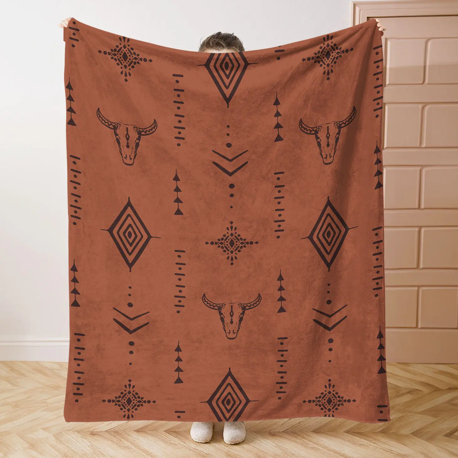 Soft Polyester Flannel Mid-Century Western Style Throw Blanket - All-Season Knitted Bedding, Digital Print, Comfortable for Sofa, Office, Camping - Mixed Color Applies to Super soft  decorative sofa/sofa/bedroom