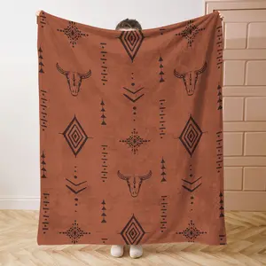 Soft Polyester Flannel Mid-Century Western Style Throw Blanket - All-Season Knitted Bedding, Digital Print, Comfortable for Sofa, Office, Camping - Mixed Color Applies to Super soft  decorative sofa/sofa/bedroom