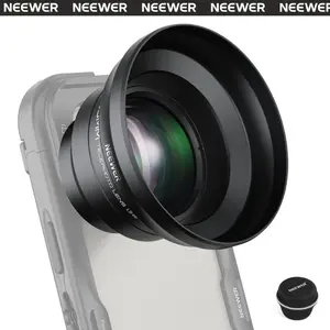 NEEWER LS-66 65mm HD Telephoto Phone Camera Lens with Lens Hood Only for 17mm Thread Lens Backplate Cell Phone Cage Case, 1.7X Zoom Lens Attachment Compatible with iPhone 16 15 S25 S24 Ultra Android