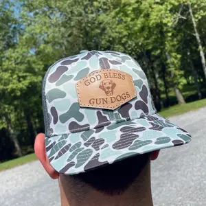 God Bless Gun Dogs Leather Patch Hat- Trucker Style