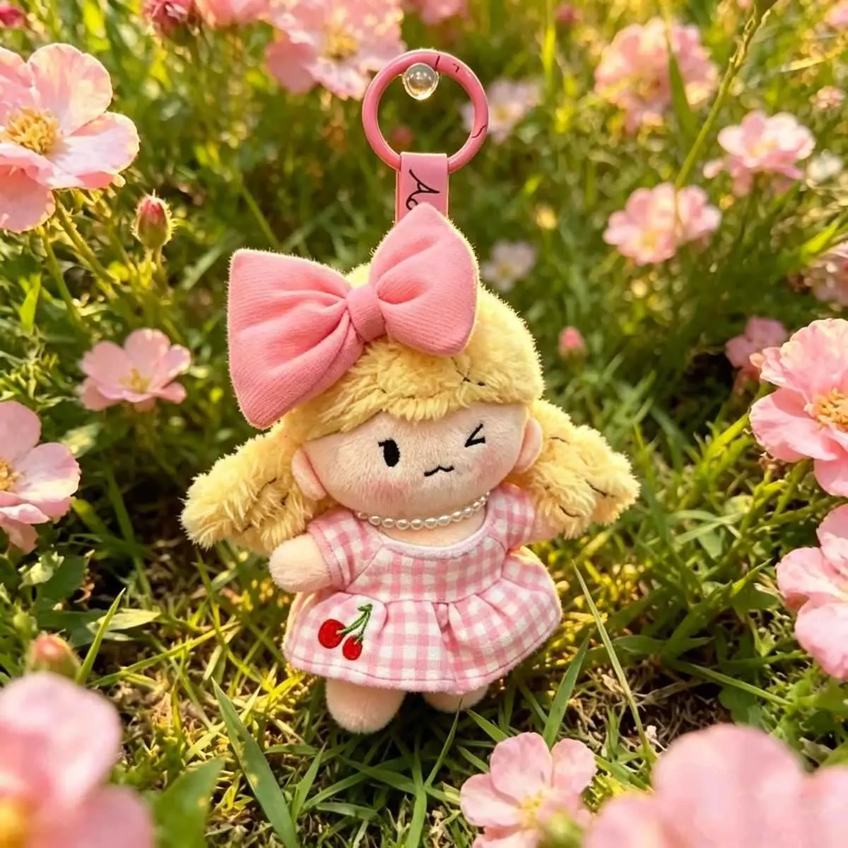 A Dou Dou Cherry Plush Toy, A Dou Dou Plush Toy Bag Charm Keychain Toy