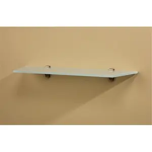 212 MAIN Rivera Clear Glass Shelf, 8x24 in Home Decor Wall Shelves with Oblique Angles (Amore Designs Concepts Collection), Wall Mounted Shelf, Oblique Corners