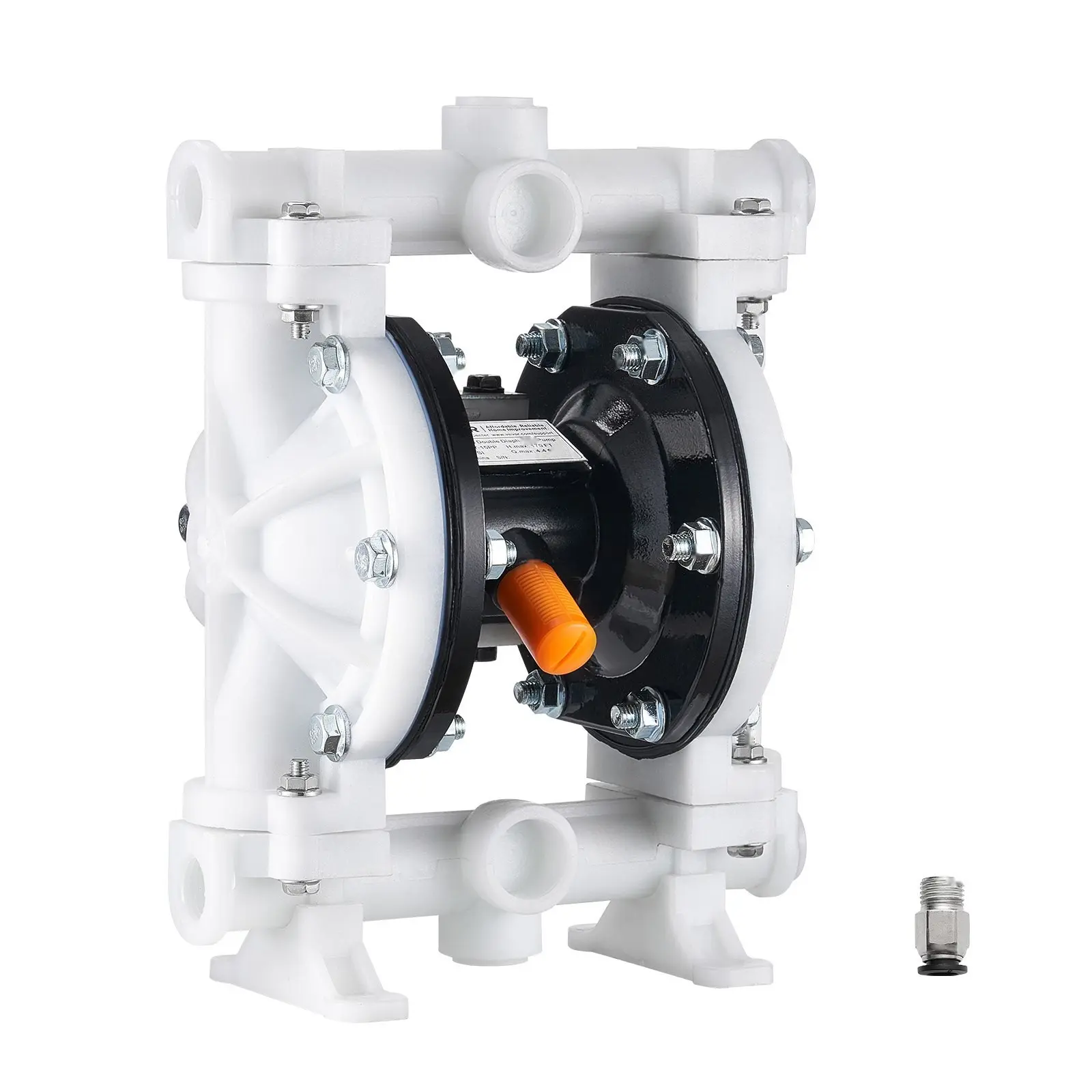 Air-Operated Double Diaphragm Pump for Oil Transfer, 4.4 GPM, 1-1/2 Inlet & Outlet, Pneumatic Waste Oil Transfer Pump, Max 100 PSI, Polypropylene Body, Suitable for Diesel, Grease, Kerosene, Gasoline