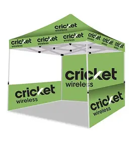 10×10ft Cricket Wireless Pop-Up Advertising Tent with Back & Side Walls – Full Logo Printed (Steel Frame Included)