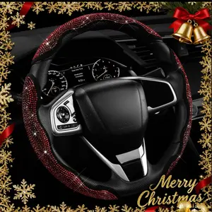 The 2026 new Diamond Bling Car Steering Wheel Cover Adorned with Crystal Rhinestones 3-Piece Segmented Protector Universal Fit for 99% of Cars Ideal Women's Christmas Gift