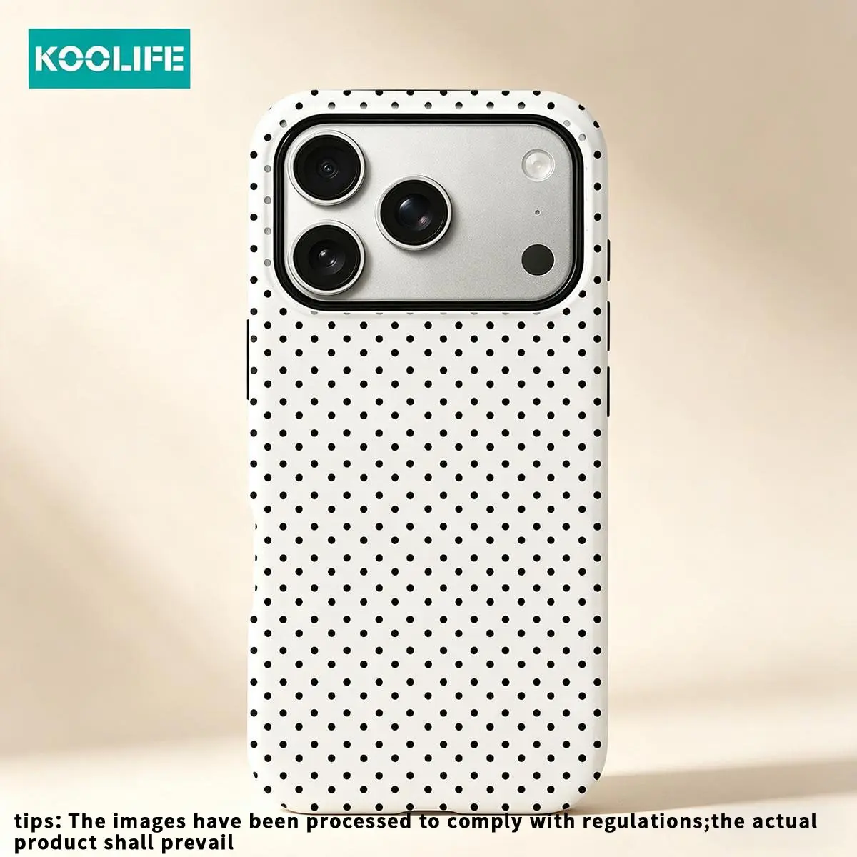 Koolife 1pc Classic Black & White Polka Dot 2-in-1 Phone Case, PC+TPU Glossy Hard Shell, Shockproof & Scratch-Resistant Cover for iPhone 17/17 Pro/17 Pro Max/17 Air/16/15/14/13/12/11/XR/XS Max, Minimalist Retro Style, Must-Have Accessories