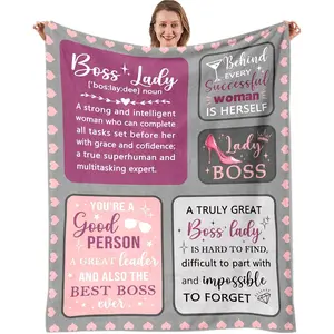 Boss Lady Gifts for Women Throw Blanket, Best Boss Day Birthday Gifts for Women, for Bosses Female, Supervisor Managergifts for Women, Boss Lady Appreciation Day Gift Blanket 50"*60"