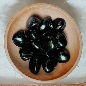 Black Agate Tumbles - Smooth Polished Stones for Jewelry Making and Decorative Use