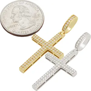 Moissanite 925 Sterling Silver 14k Gold Vermeil Cross Pendant